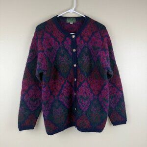 Vintage Equorian Heritage Mohair-Blend Jacquard Cardigan